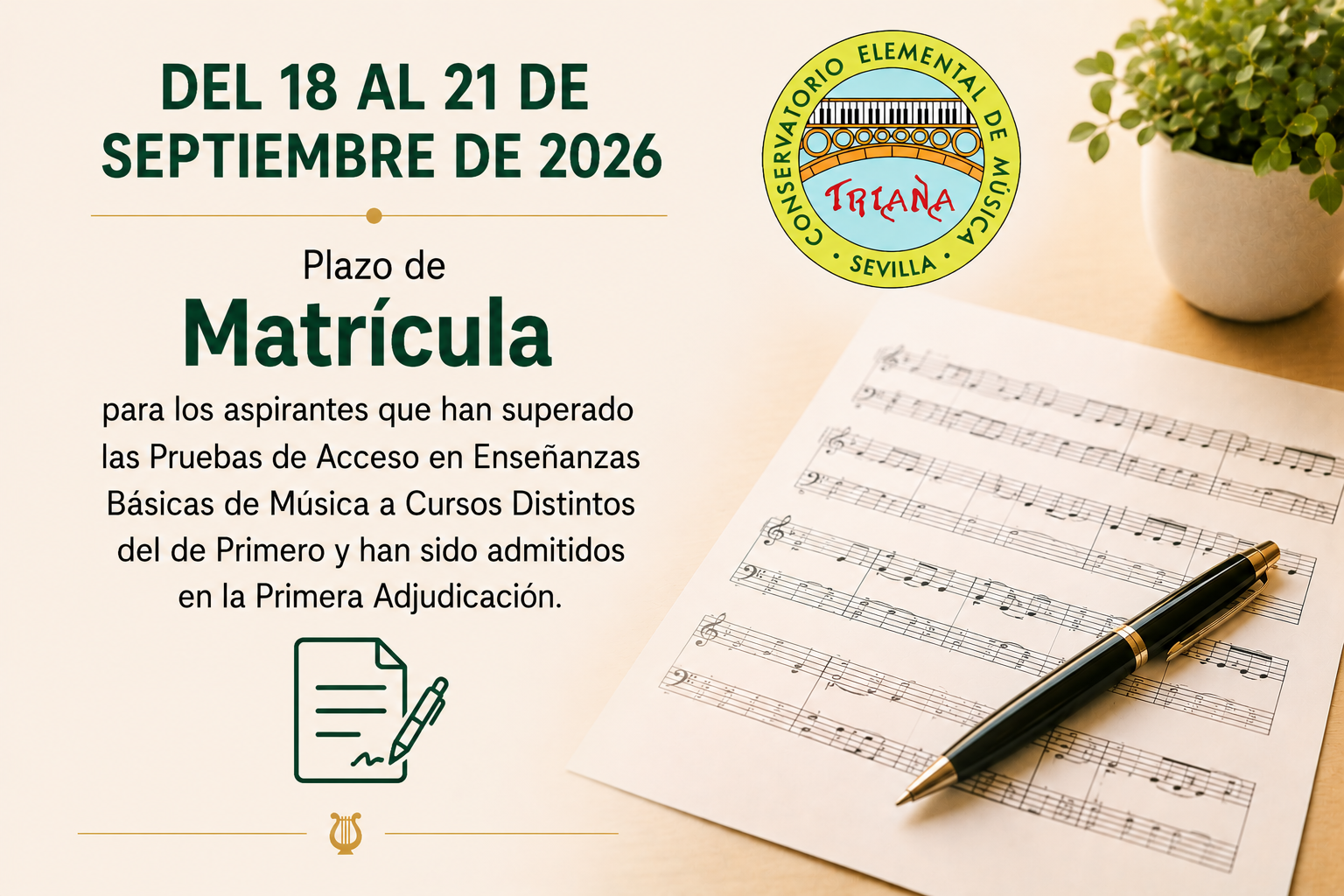 MATRÍCULA DEL ALUMNADO DE LA PRIMERA ADJUDICACIÓN EN CURSOS DISTINTOS DEL DE PRIMERO